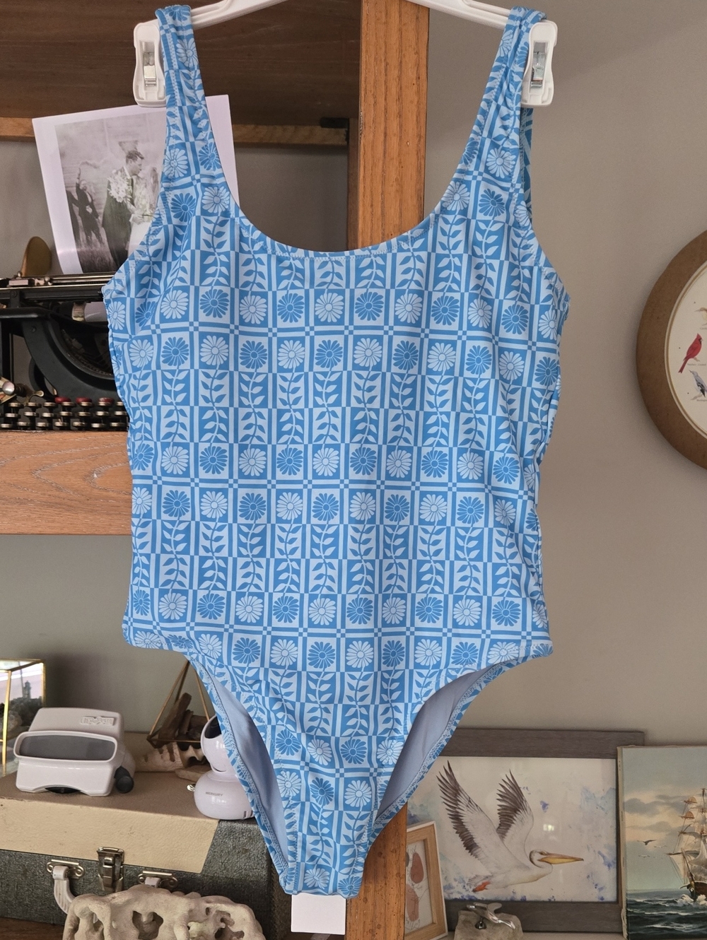 Rhythm - Womens Blue Floral Tile One-Piece Swimsuit (New With Tags)